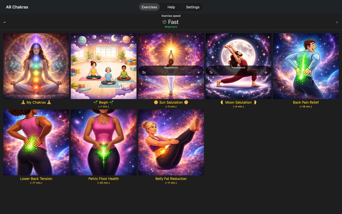 The exercises on a Mac