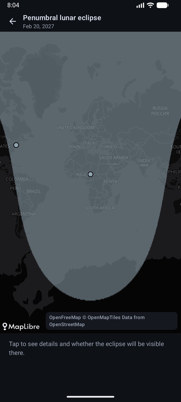 Where an eclipse can be seen