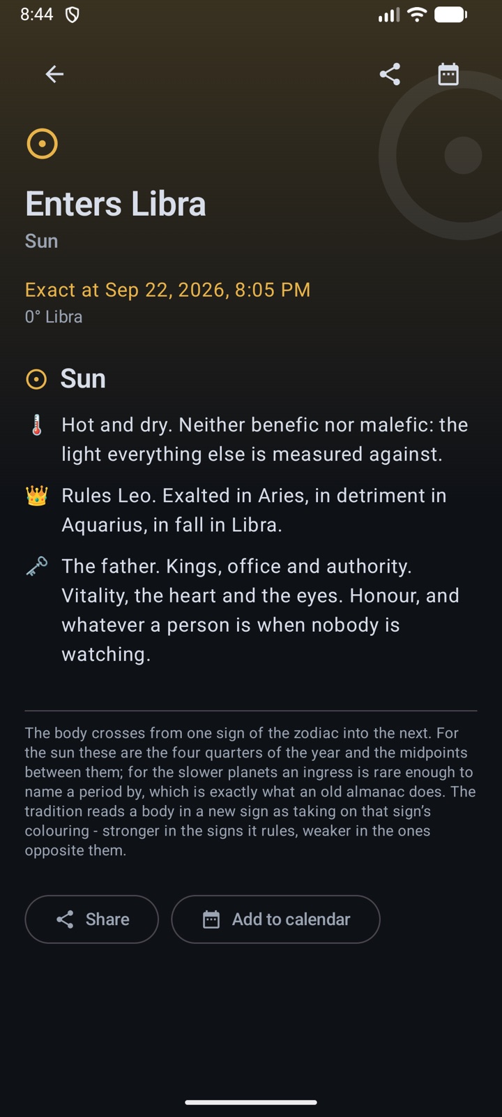 A sky event and its meaning