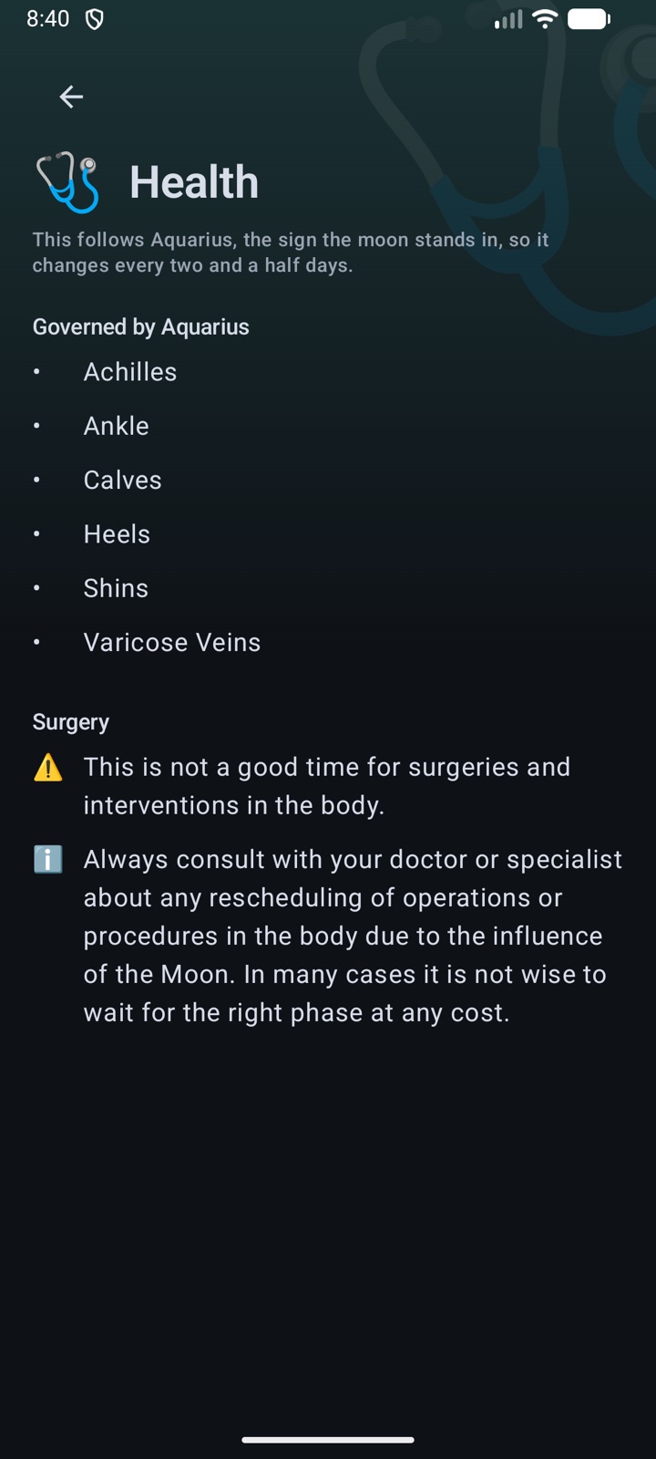 The body and health