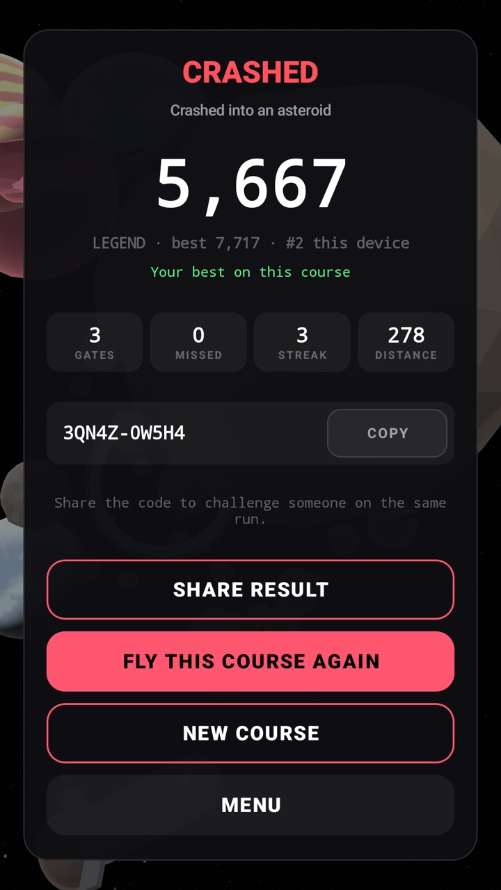 The end of a run, with its code to send